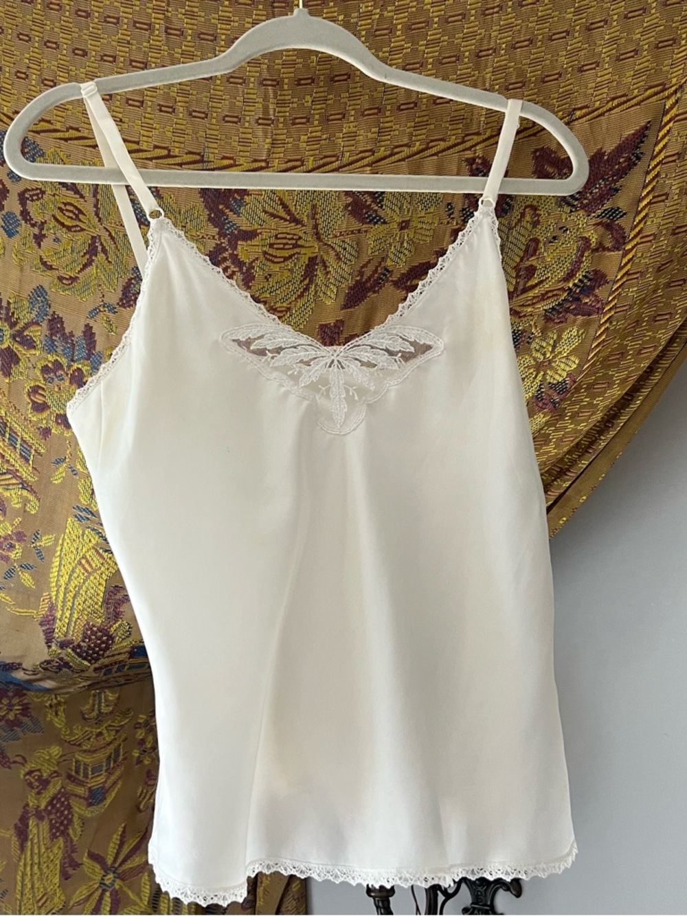 Silky White Lace Trim Cami Top